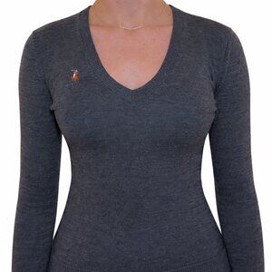 Ralph Lauren Sport Knit V Neck Merino Wool Sweater